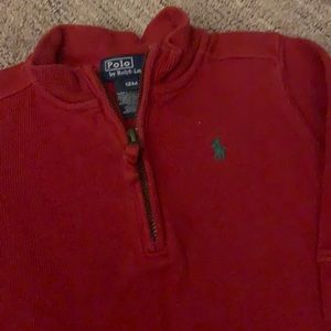 Ralph Lauren 1/4 zip red sweater. Size 12 months!